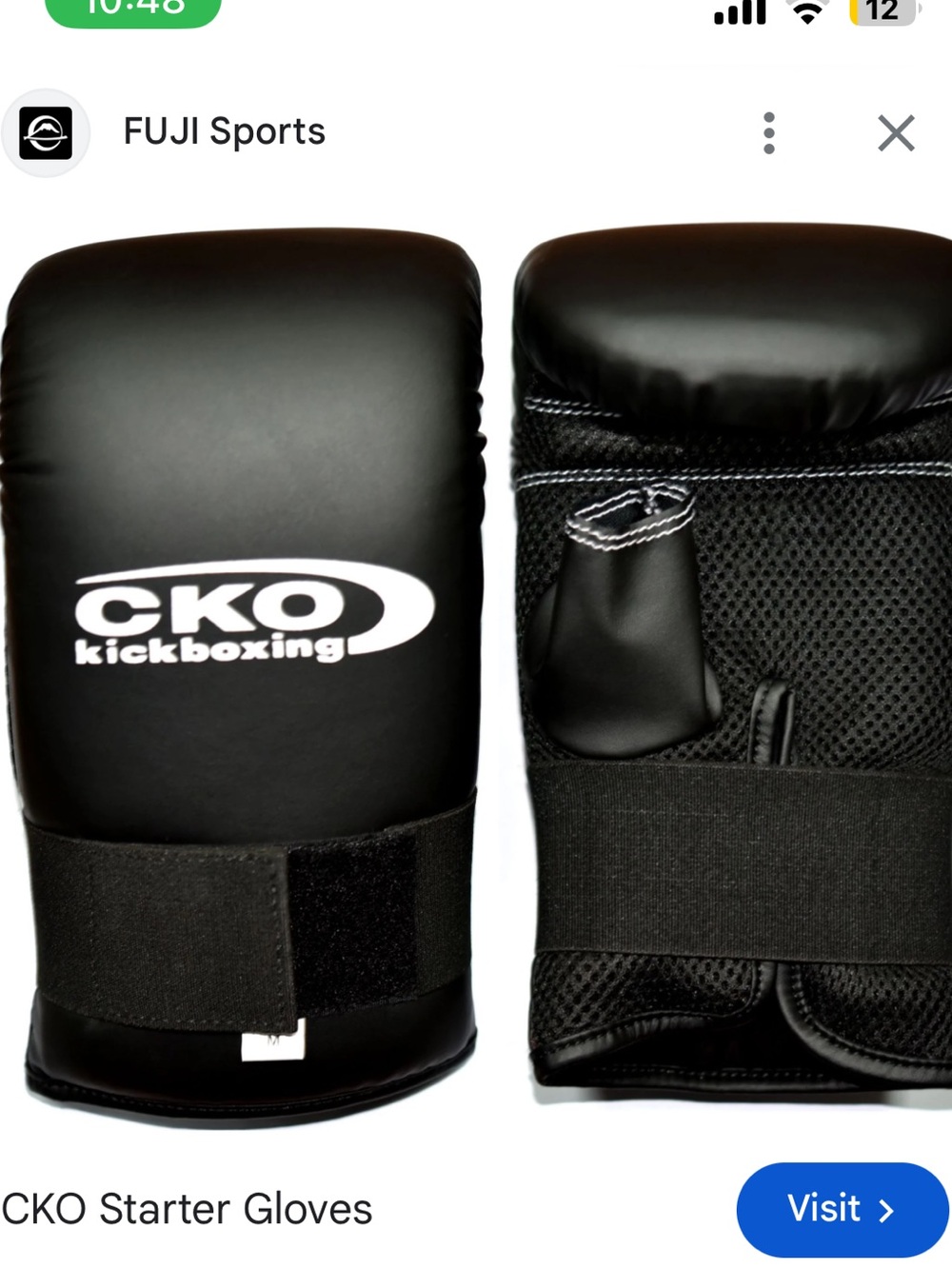 CKO Black Kickboxing Gloves for Men - Starter Training Pair
